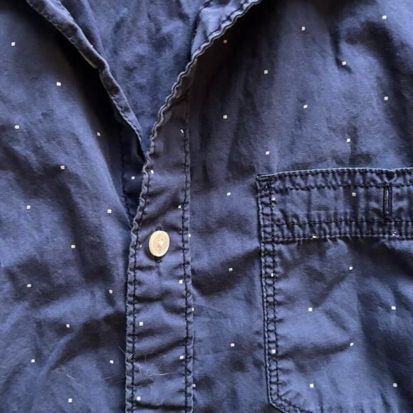 Urban Outfitters Blue & White Polka Dot Short Sleeve Dress Shirt Button Up - Picture 6 of 8